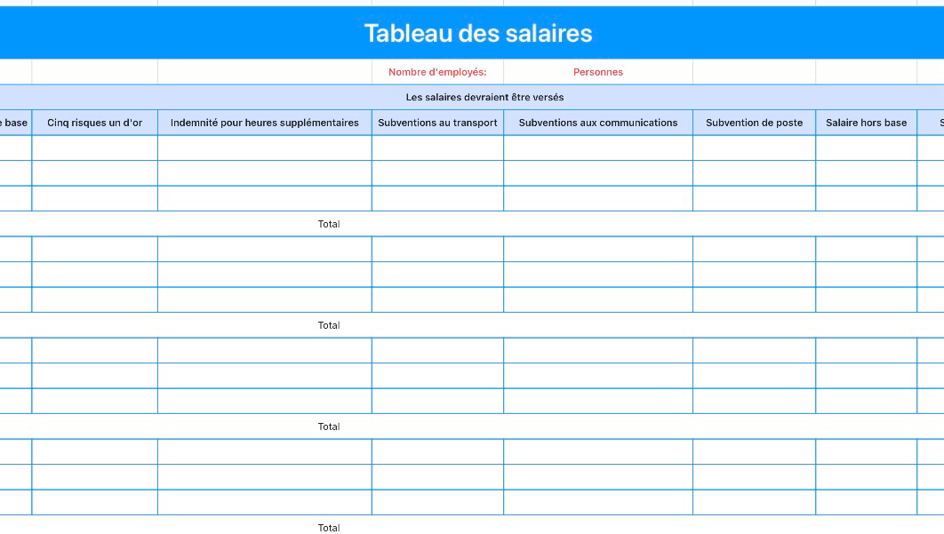 Tableau des salaires 4